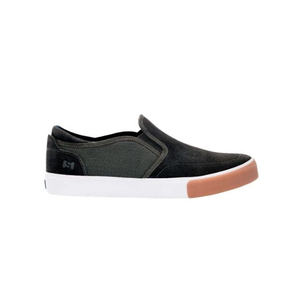 State Footwear Keys mustat mokkanahkaiset skeittikengät ruskealla pohjalla.